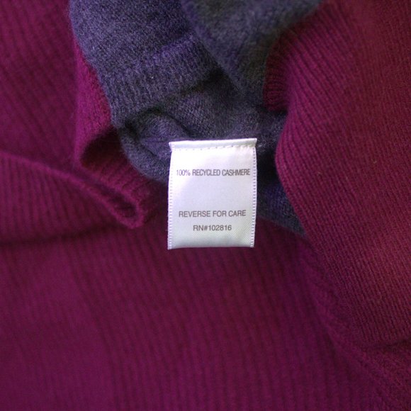 Garnet Hill | Gray & Sangria Cashmere Sweater - Picture 7 of 8